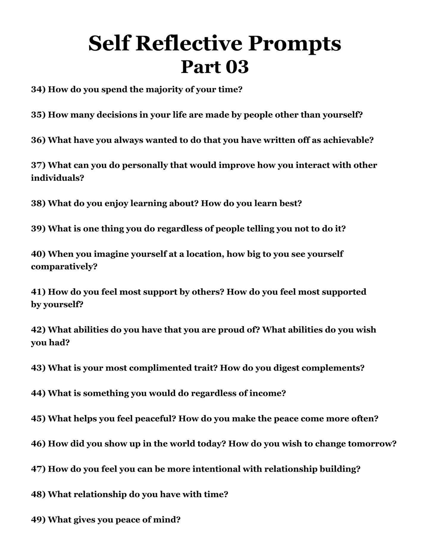 100 Self-Reflective Prompts