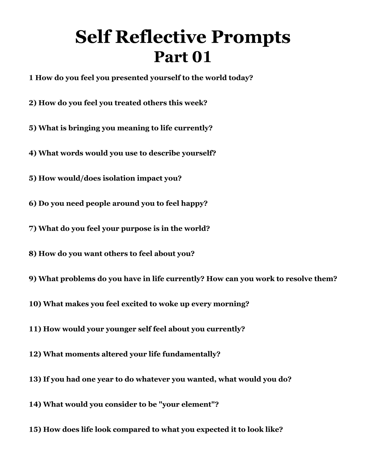 100 Self-Reflective Prompts