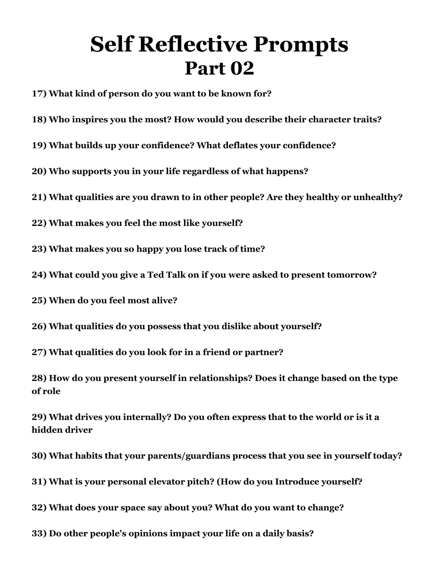 100 Self-Reflective Prompts
