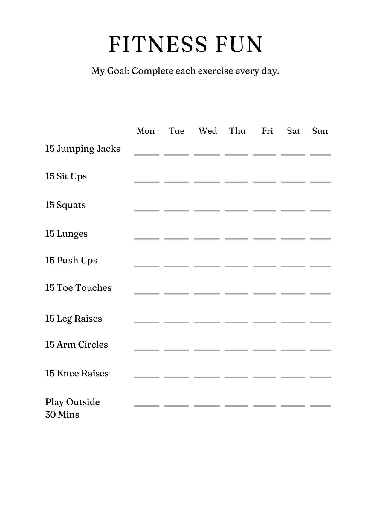 Fitness planner